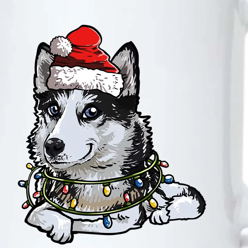 Cute Siberian Husky Santa Christmas Tree Lights Xmas Gift Black Color Changing Mug