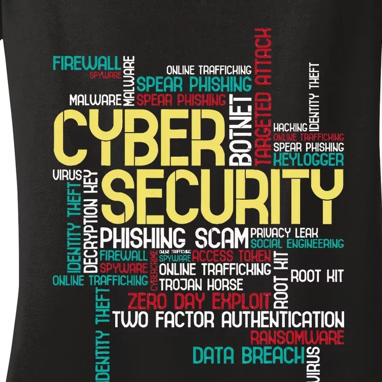 Cyber Security Hacker It Analyst Computer Programmer Women's V-Neck T-Shirt