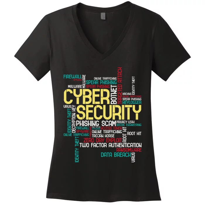 Cyber Security Hacker It Analyst Computer Programmer Women's V-Neck T-Shirt