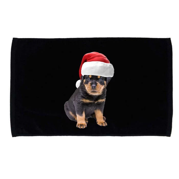 Christmas Santa Hat Rottweiler Gift Microfiber Hand Towel