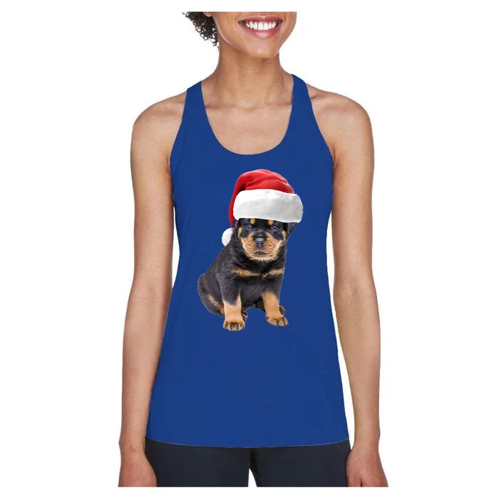 Christmas Santa Hat Rottweiler Gift Women's Racerback Tank