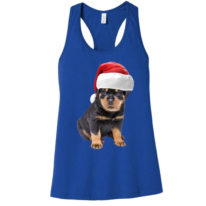 Christmas Santa Hat Rottweiler Gift Women's Racerback Tank