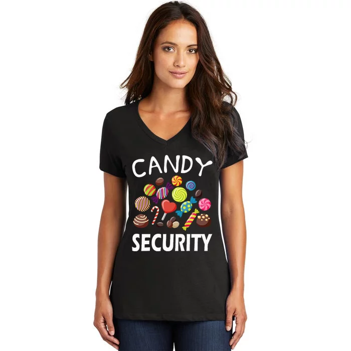 Candy Security Halloween Costume Party Women's V-Neck T-Shirt