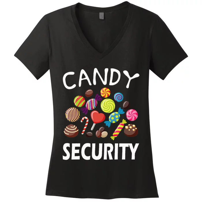 Candy Security Halloween Costume Party Women's V-Neck T-Shirt