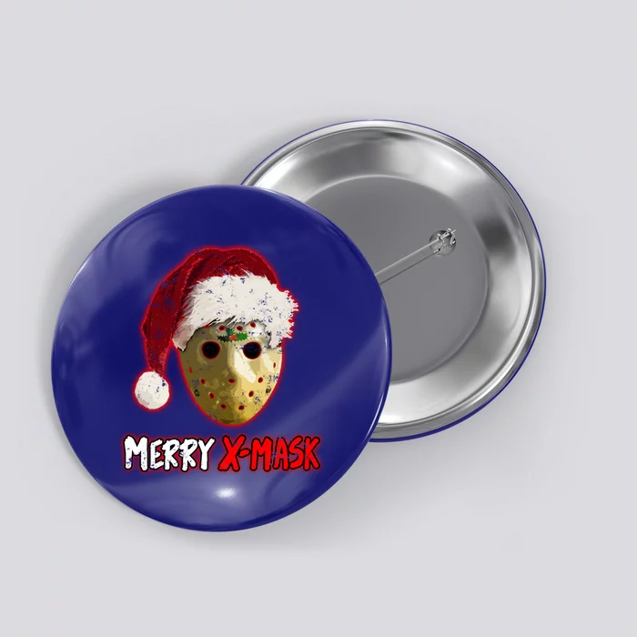 Christmas Santa Horror Hockey Mask XMask Funny Gift Button