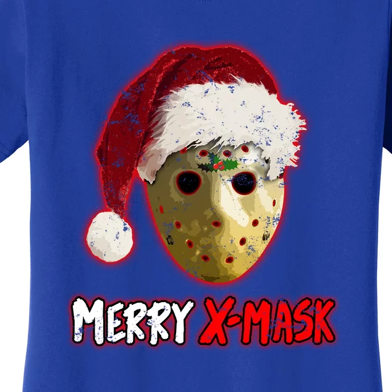 Christmas Santa Horror Hockey Mask XMask Funny Gift Women's T-Shirt