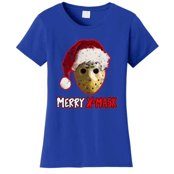 Christmas Santa Horror Hockey Mask XMask Funny Gift Women's T-Shirt