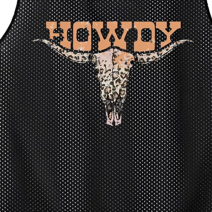 Cow Skull Howdy Western Punchy Vintage Mesh Reversible Basketball Jersey Tank