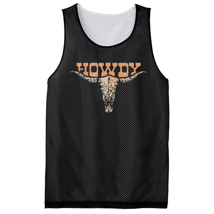 Cow Skull Howdy Western Punchy Vintage Mesh Reversible Basketball Jersey Tank