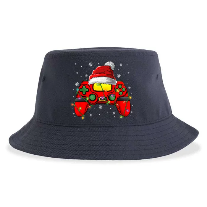 Christmas Santa Hat Video Game Controller Gamer Boy Teens Sustainable Bucket Hat