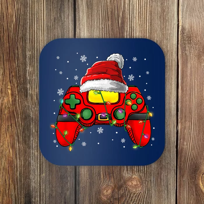 Christmas Santa Hat Video Game Controller Gamer Boy Teens Coaster