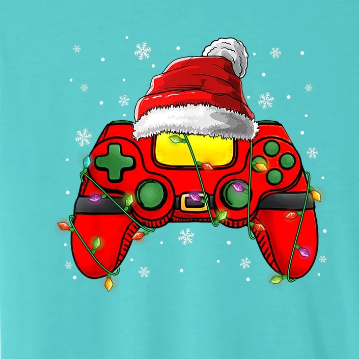 Christmas Santa Hat Video Game Controller Gamer Boy Teens ChromaSoft Performance T-Shirt