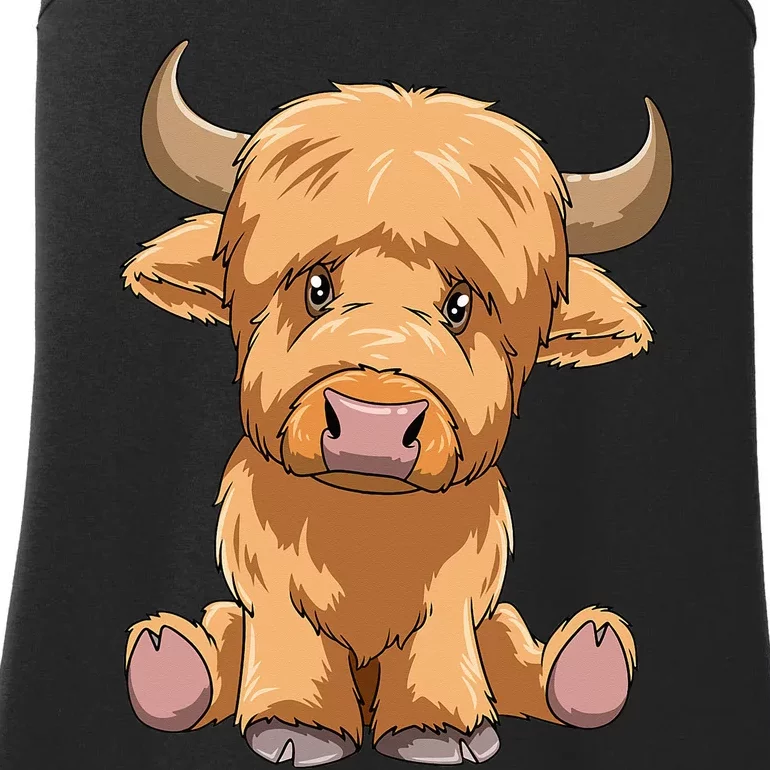 Cute Scottish Highland Cow Scotland Lovers Ladies Essential Tank