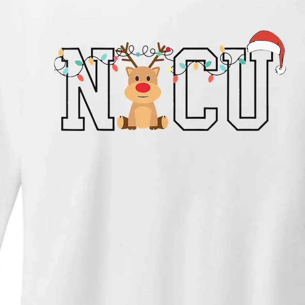 Cute Santa Hat Reindeer Christmas Light Xmas Nicu Nurse Womens CVC Long Sleeve Shirt