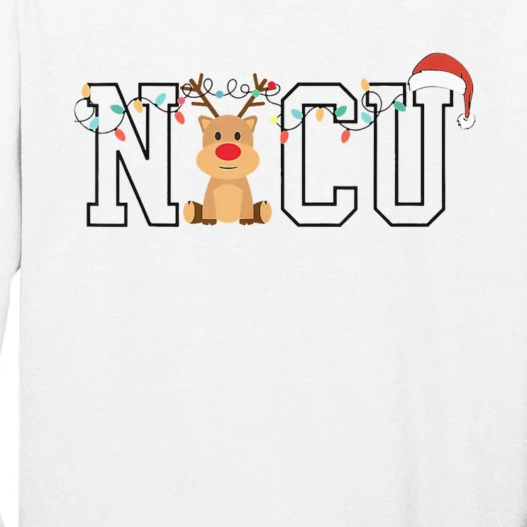 Cute Santa Hat Reindeer Christmas Light Xmas Nicu Nurse Tall Long Sleeve T-Shirt