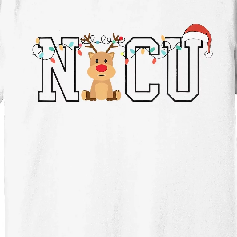 Cute Santa Hat Reindeer Christmas Light Xmas Nicu Nurse Premium T-Shirt