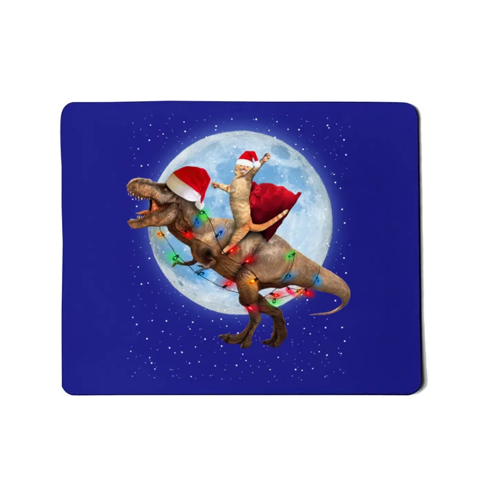 Cat Santa Hat Riding Dinosaur T Rex Moon Christmas Xmas Gift Mousepad