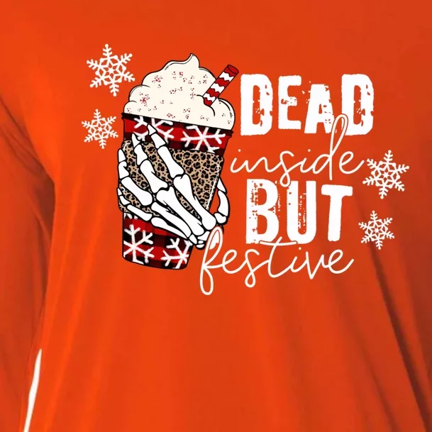 Christmas Skeleton Hand Dead Inside But Festive Christmas Gift Cooling Performance Long Sleeve Crew