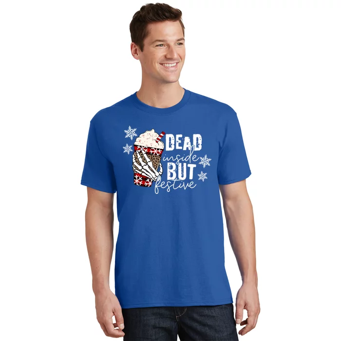 Christmas Skeleton Hand Dead Inside But Festive Christmas Gift T-Shirt