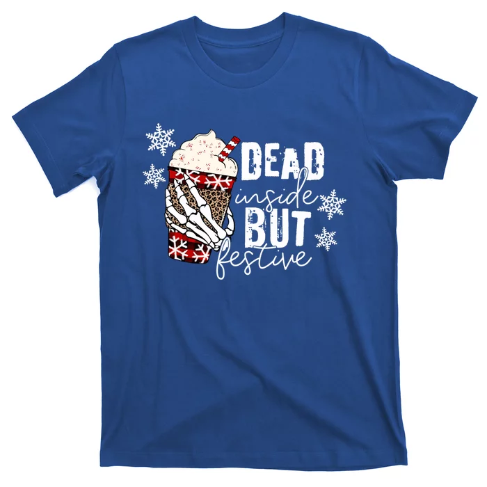 Christmas Skeleton Hand Dead Inside But Festive Christmas Gift T-Shirt