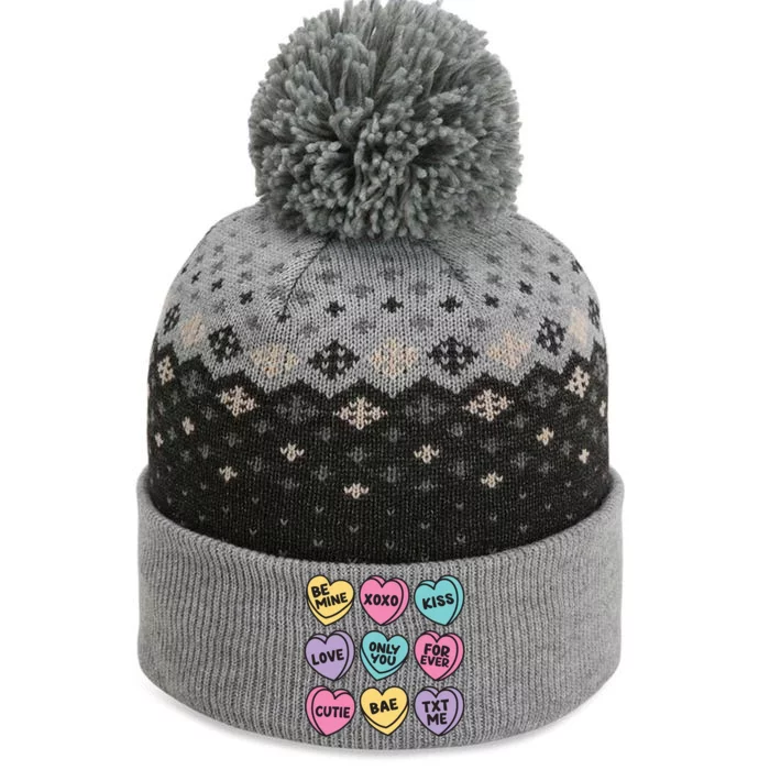 Candy Sweet Hearts Love Valentines Day The Baniff Cuffed Pom Beanie