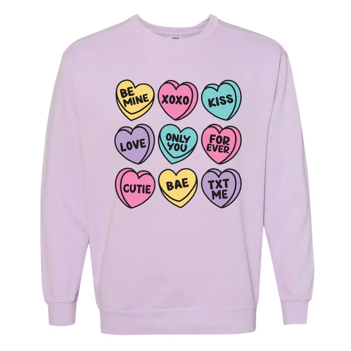 Candy Sweet Hearts Love Valentines Day Garment-Dyed Sweatshirt