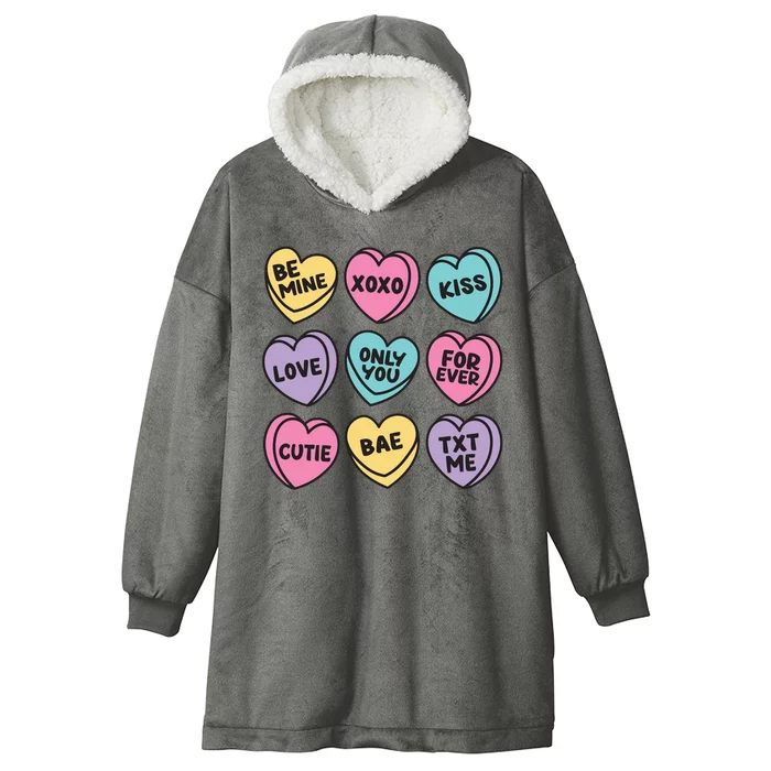 Candy Sweet Hearts Love Valentines Day Hooded Wearable Blanket