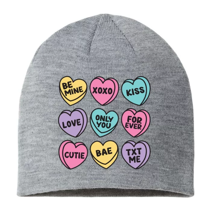 Candy Sweet Hearts Love Valentines Day 8 1/2in Sustainable Knit Beanie