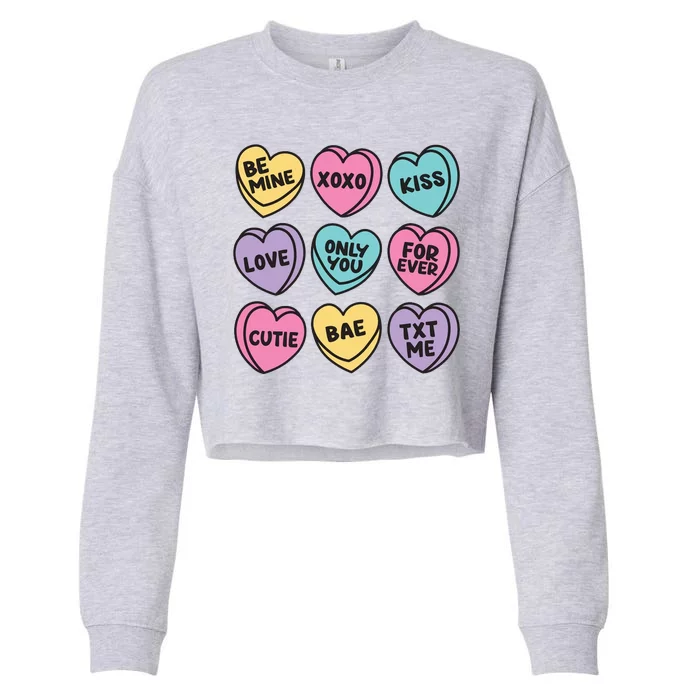 Candy Sweet Hearts Love Valentines Day Cropped Pullover Crew