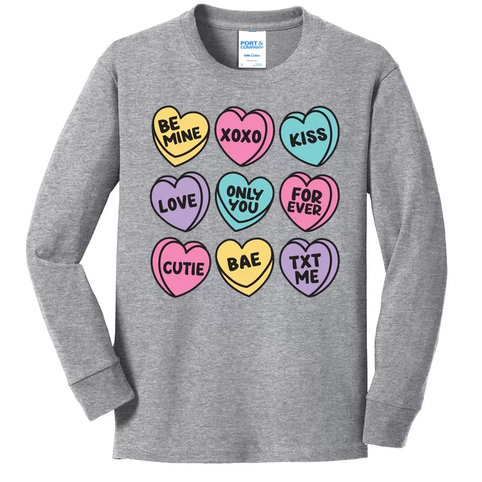 Candy Sweet Hearts Love Valentines Day Kids Long Sleeve Shirt