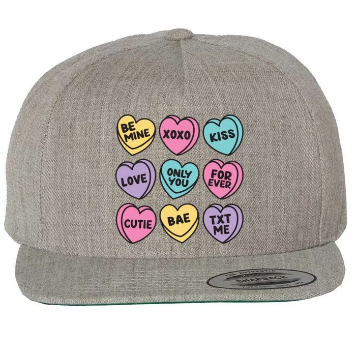 Candy Sweet Hearts Love Valentines Day Wool Snapback Cap