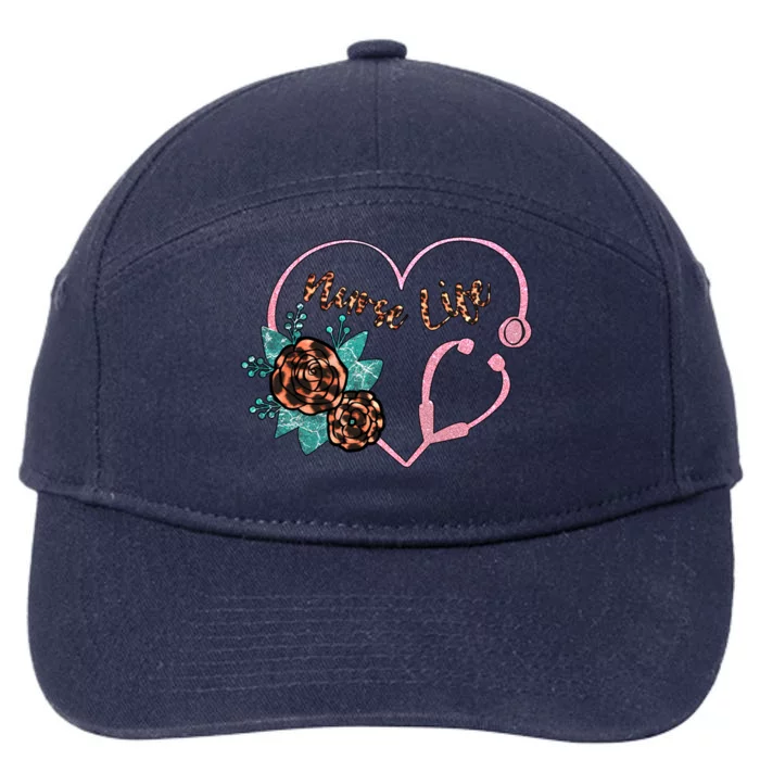 Cute Stethoscope Heart And Leopard Nurse Grandma Meaningful Gift 7-Panel Snapback Hat