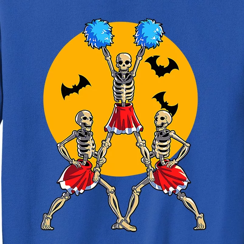 Cheerleading Skeleton Halloween Cheer Skeleton Cheerleader Tall Sweatshirt