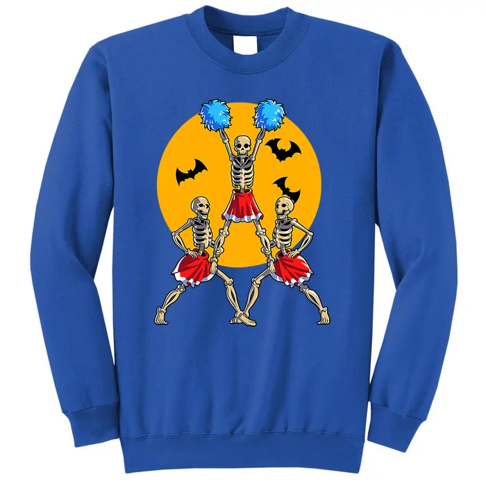 Cheerleading Skeleton Halloween Cheer Skeleton Cheerleader Tall Sweatshirt