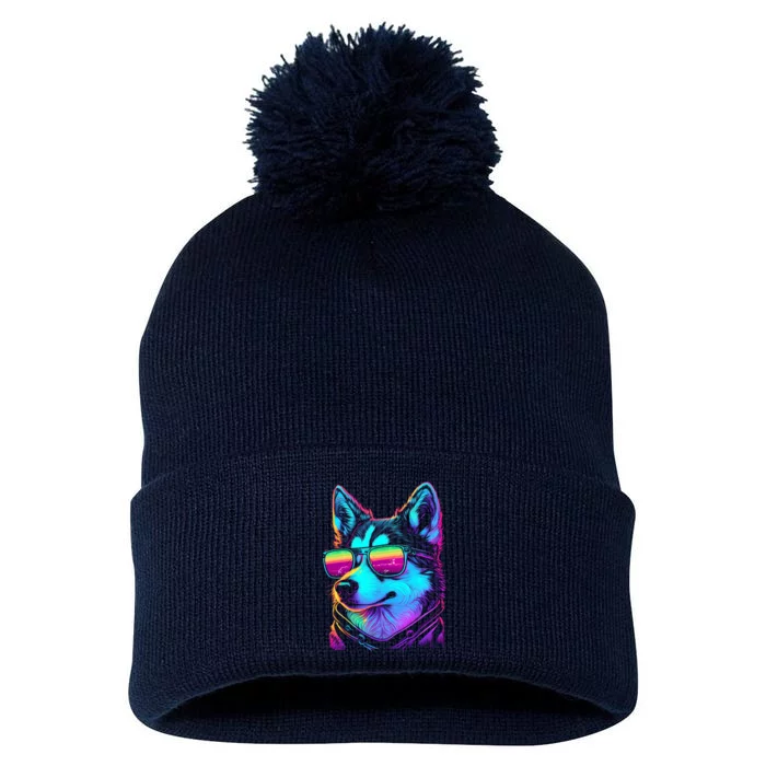 Cool Siberian Husky T Gifts for Boy & Girl Pom Pom 12in Knit Beanie