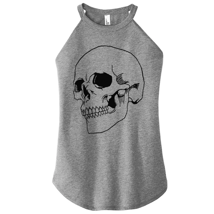 Cool Spooky Halloween Skeleton Goth Soft Grunge Black Skull Women’s Perfect Tri Rocker Tank