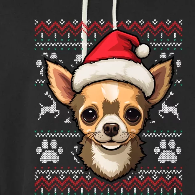 Chihuahua Santa Hat Christmas Funny Dog Mom Dad Meaningful Gift Garment-Dyed Fleece Hoodie