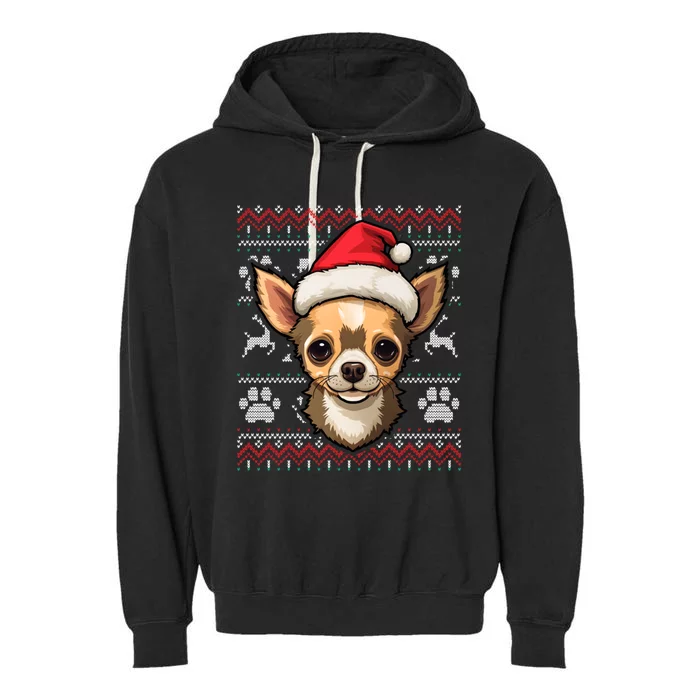 Chihuahua Santa Hat Christmas Funny Dog Mom Dad Meaningful Gift Garment-Dyed Fleece Hoodie