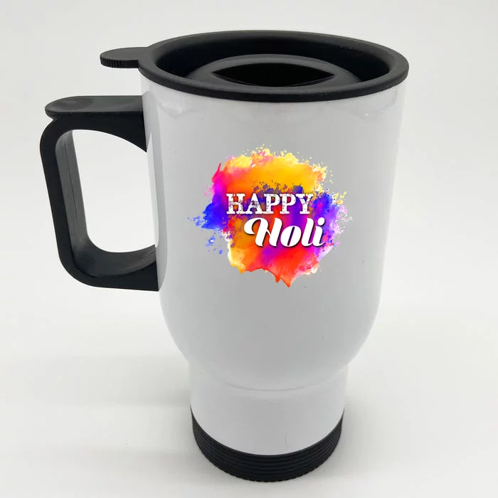 Color Smear Happy Holi Gift Front & Back Stainless Steel Travel Mug