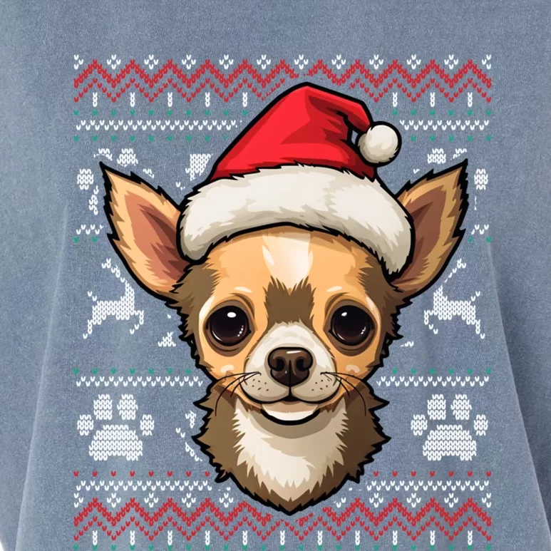 Chihuahua Santa Hat Christmas Funny Dog Mom Dad Gift Garment-Dyed Women's Muscle Tee