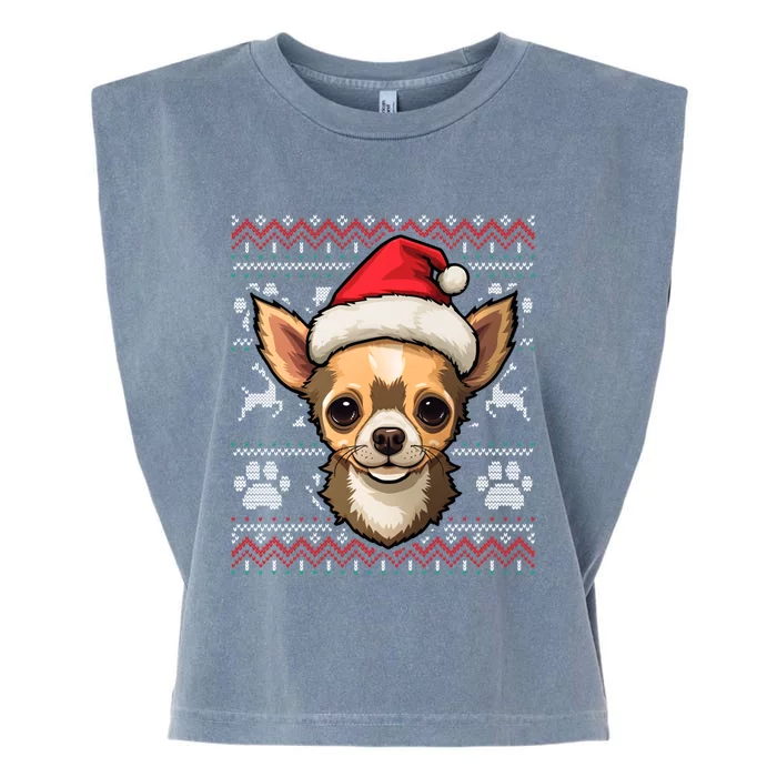 Chihuahua Santa Hat Christmas Funny Dog Mom Dad Gift Garment-Dyed Women's Muscle Tee