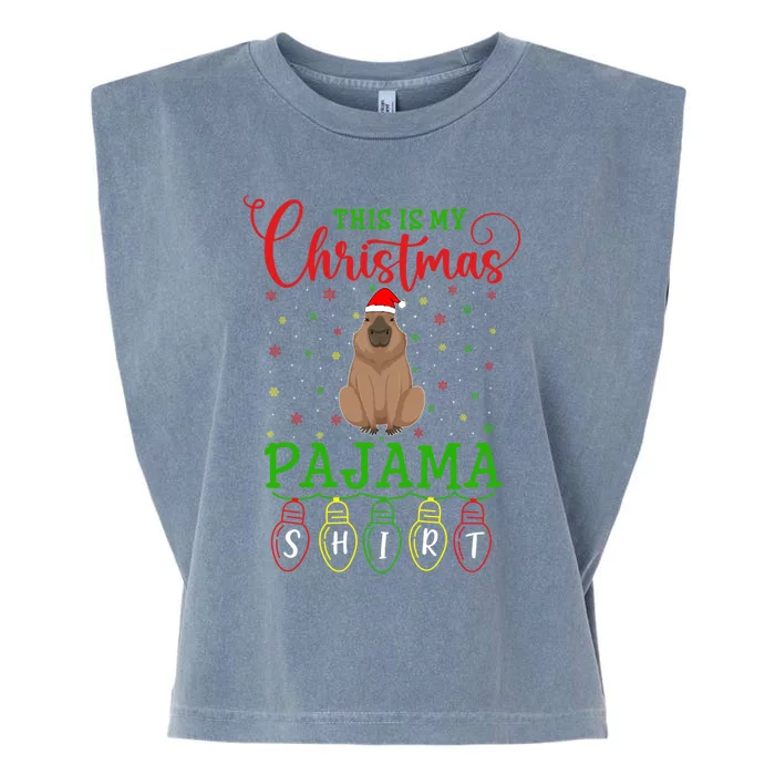 Capybara Santa Hat Xmas Light This Is My Christmas Pajama Gift Garment-Dyed Women's Muscle Tee