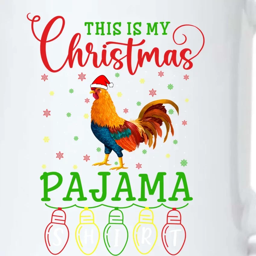 Chicken Santa Hat Xmas Light This Is My Christmas Pajama Gift Black Color Changing Mug