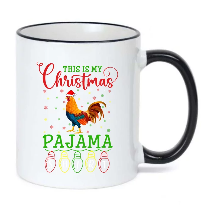 Chicken Santa Hat Xmas Light This Is My Christmas Pajama Gift Black Color Changing Mug