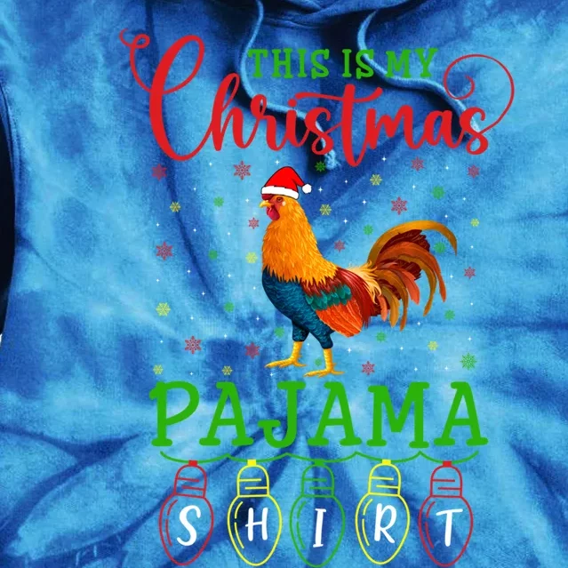 Chicken Santa Hat Xmas Light This Is My Christmas Pajama Gift Tie Dye Hoodie