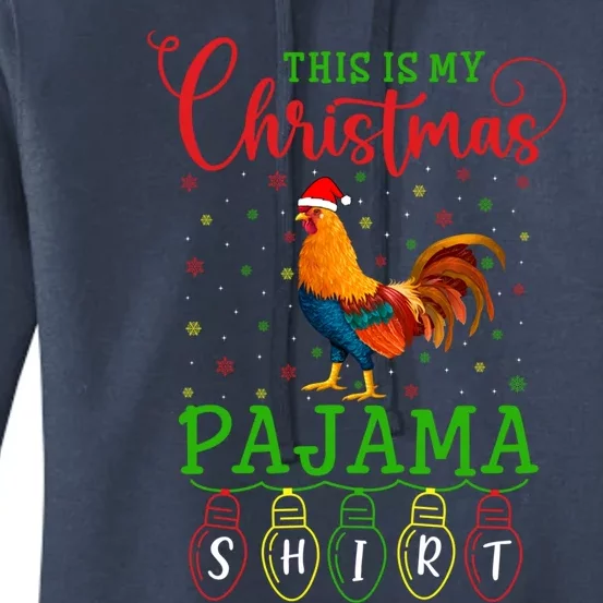 Chicken Santa Hat Xmas Light This Is My Christmas Pajama Gift Women's Pullover Hoodie