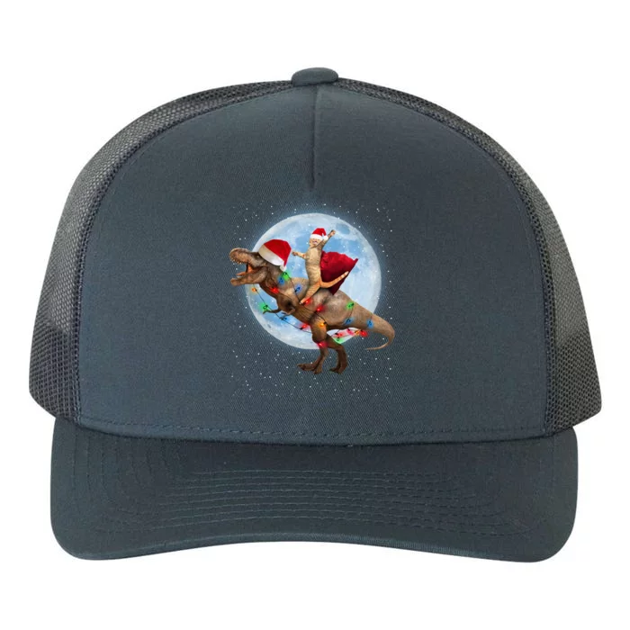 Cat Santa Hat Riding Dinosaur T Rex Moon Christmas Xmas Gift Yupoong Adult 5-Panel Trucker Hat