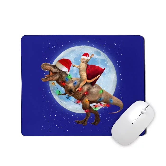 Cat Santa Hat Riding Dinosaur T Rex Moon Christmas Xmas Meaningful Gift Mousepad