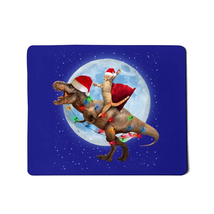 Cat Santa Hat Riding Dinosaur T Rex Moon Christmas Xmas Meaningful Gift Mousepad