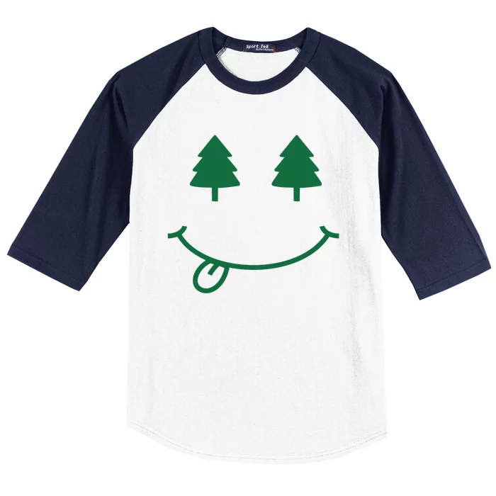 Christmas Smiley Holiday Baseball Sleeve Shirt